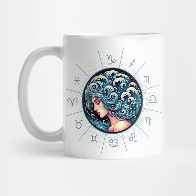 ZODIAC Aquarius - Astrological AQUARIUS - AQUARIUS - ZODIAC sign - Van Gogh style - 6 by ArtProjectShop